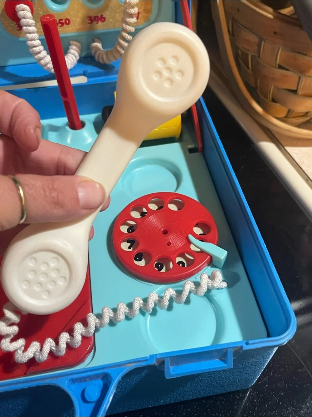 Creative Playthings L'il Boss Toy Desk Playset Typewriter Rotary Phone Clock vtg